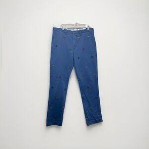 Polo Ralph Lauren Embroidered Flag Chino Pants 36x32 Blue Nautical Yacht Preppy